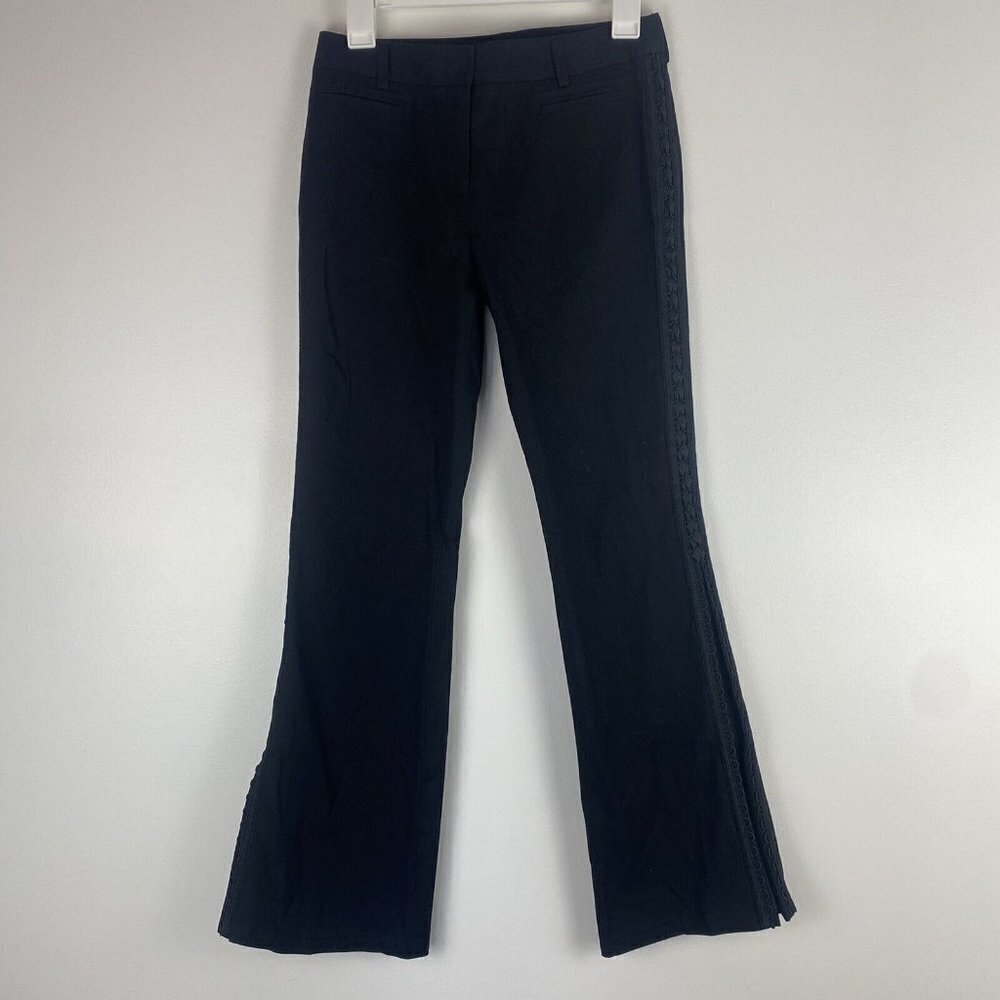 Vintage Women's Flare Dress Pants Size 4 Petite Side Panel Detail Black